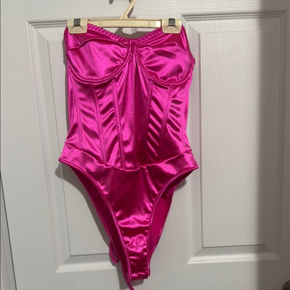 Satin Pink Corset Bodysuit - NEVER WORN